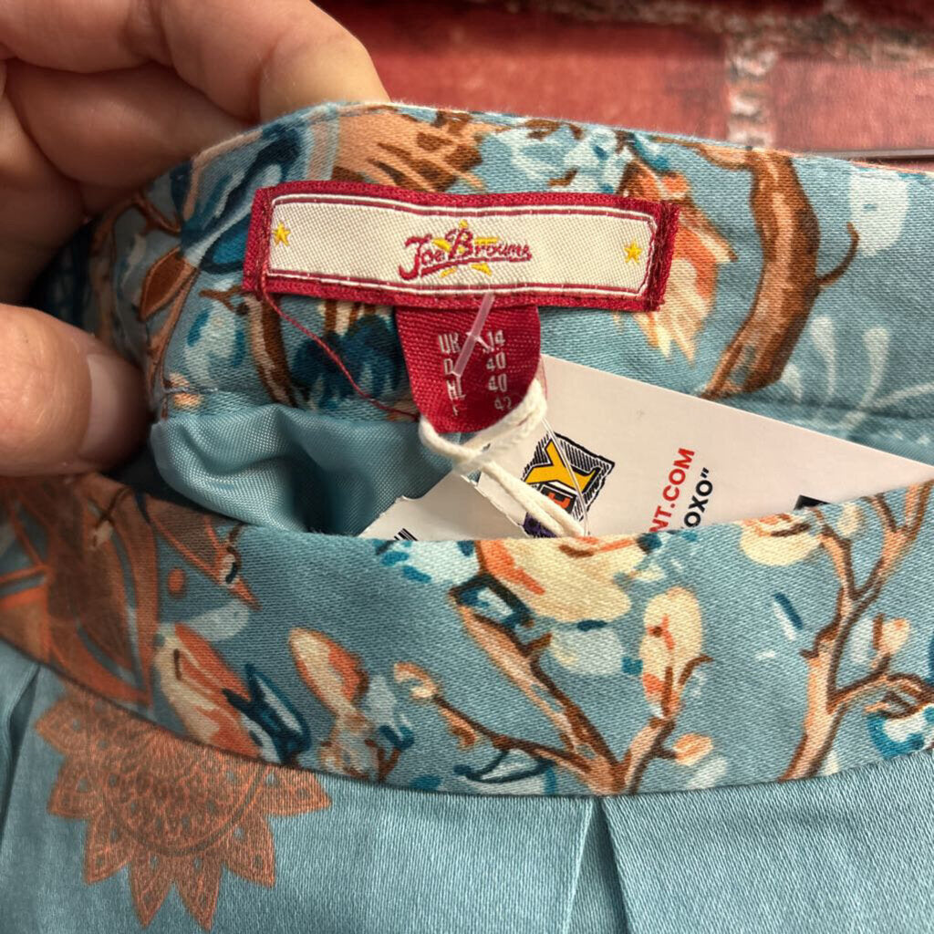 NWT Joe Brown's Peacock Print Blue Midi Skirt Ladies Size 10