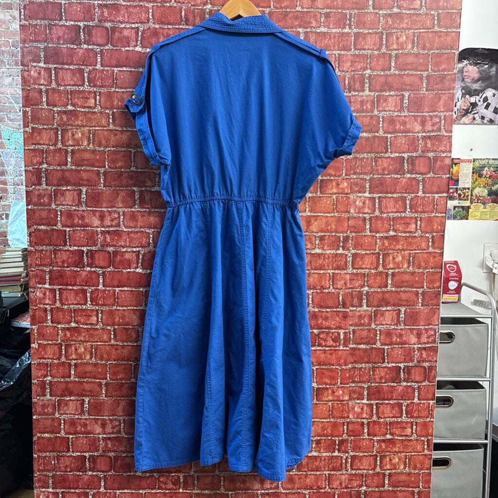 Collections Vintage Blue Midi Dress Button Front Ladies Size 16