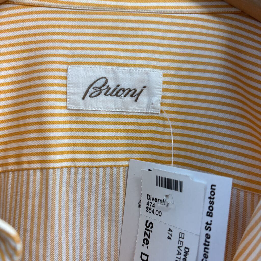 Brioni Striped Button Up Long Sleeve Orange/White Size Men’s Size XL