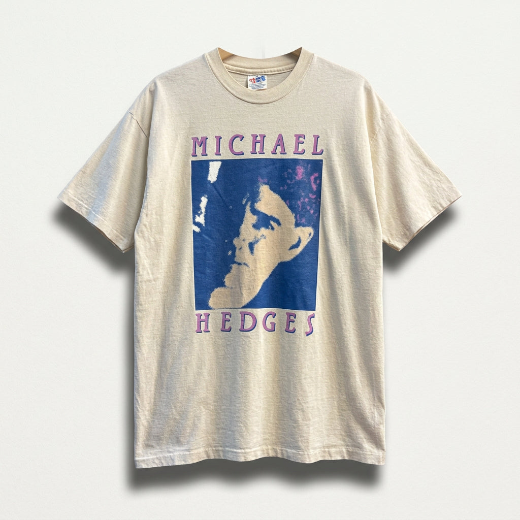 Vintage Hanes Michael Hedges Graphic T-Shirt Creme/Purple/Blue Men’s Size XL