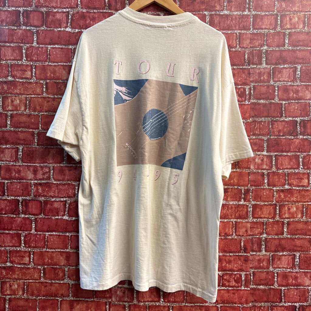 Vintage Hanes Michael Hedges Graphic T-Shirt Creme/Purple/Blue Men’s Size XL