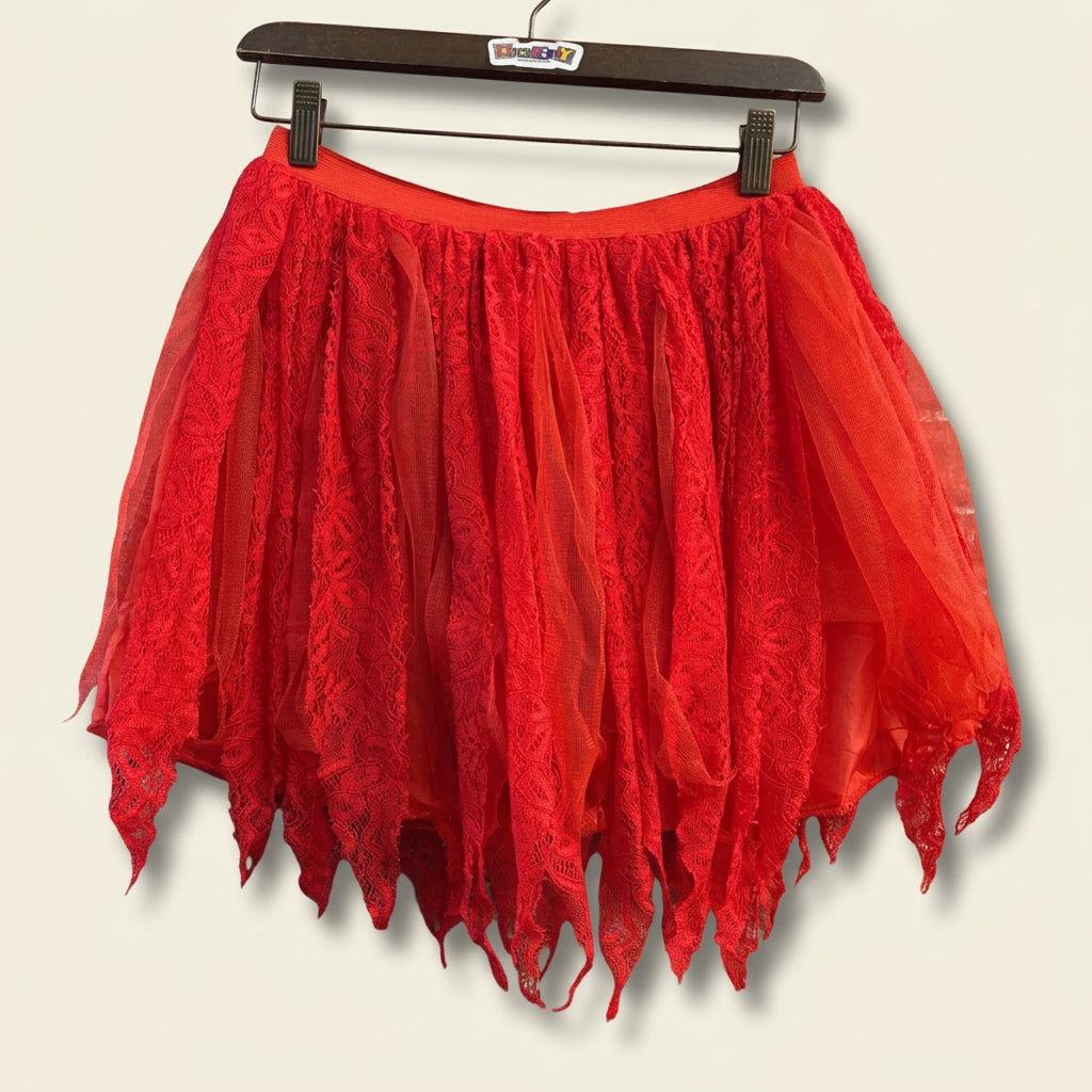Unbranded Tulle Lace Tutu Skirt Costume Red Ladies Size M