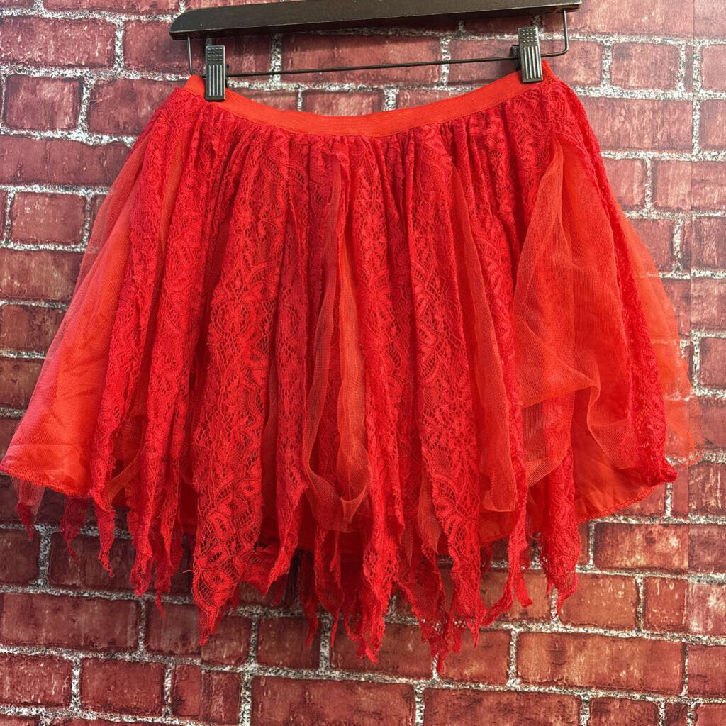 Unbranded Tulle Lace Tutu Skirt Costume Red Ladies Size M