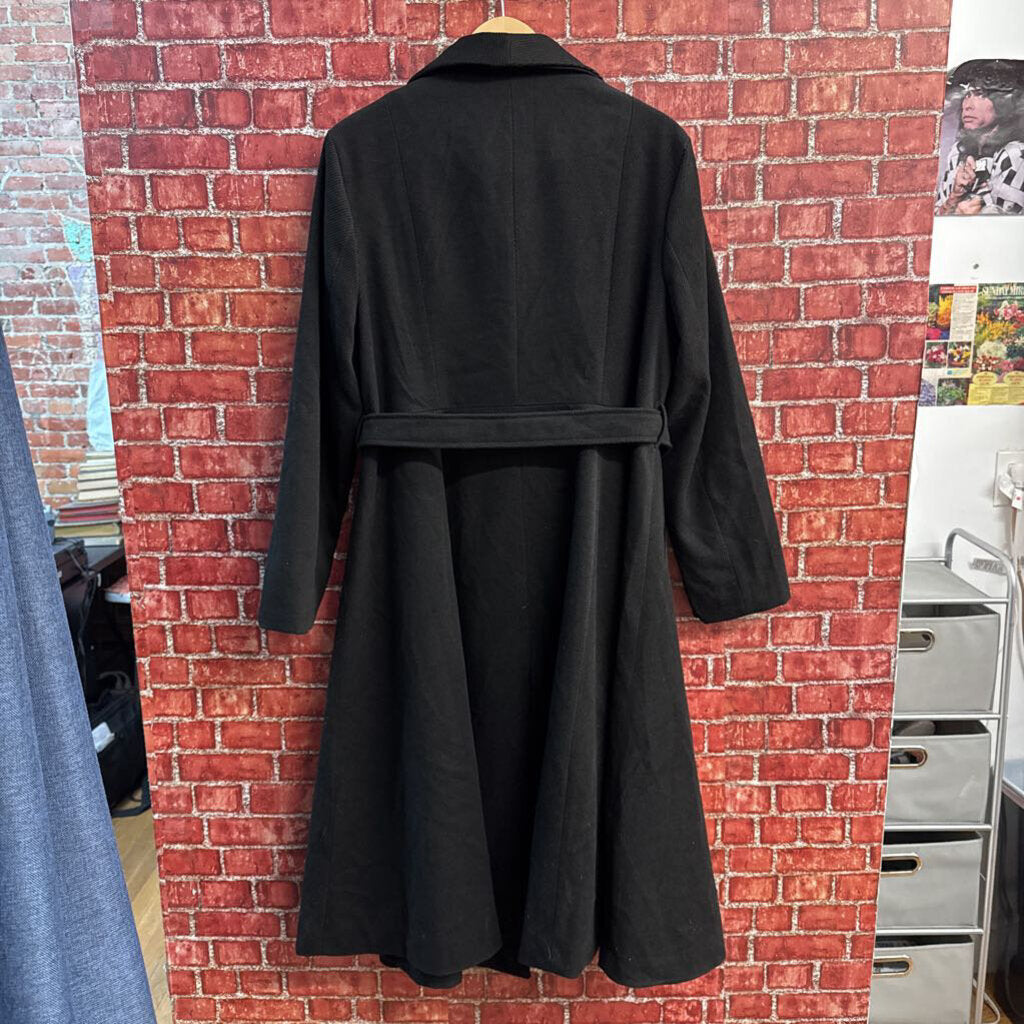 Hell Bunny Fit & Flare Long Coat With Belt Black Ladies Size XL