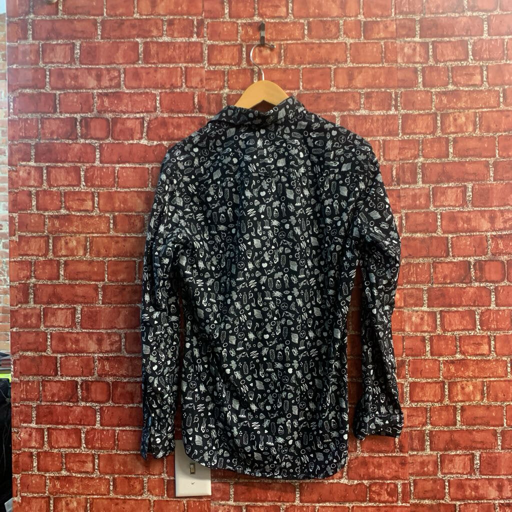 Frank + Oak Artistic Pattern Button Up Blue Men’s Size S