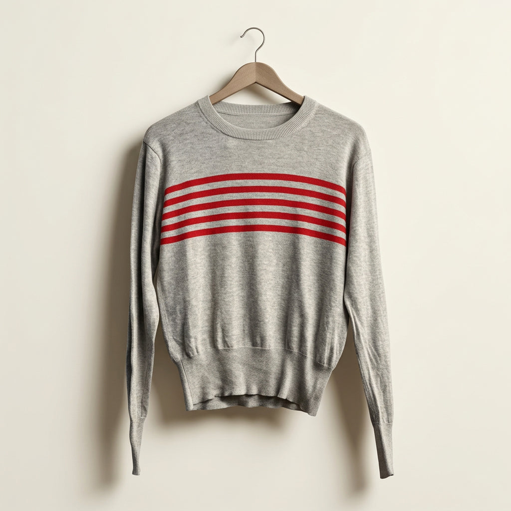 Gant Grey W/Red Stripe Thin Knit Sweater Men’s Size S