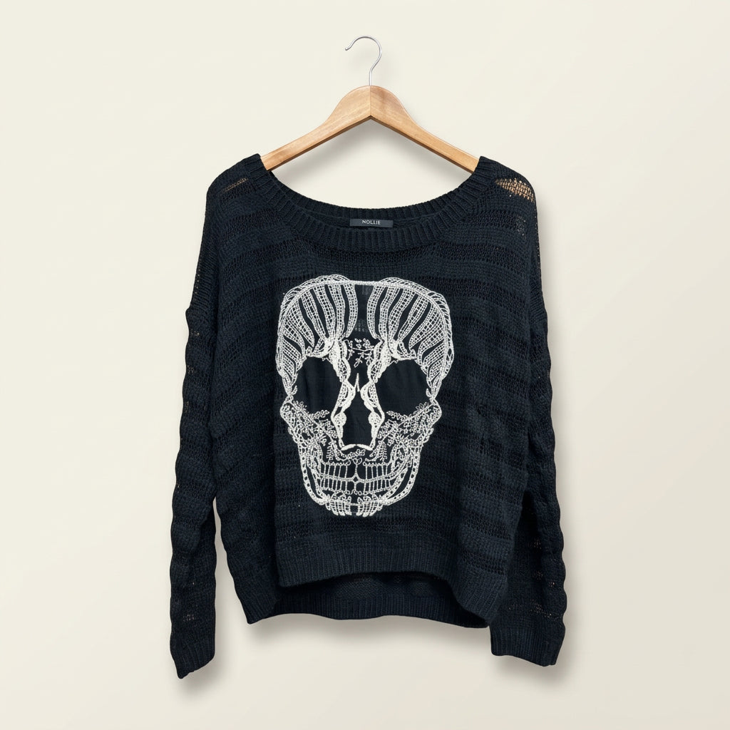 Nollie Sweater Skeleton Design Black/White Ladies Size L