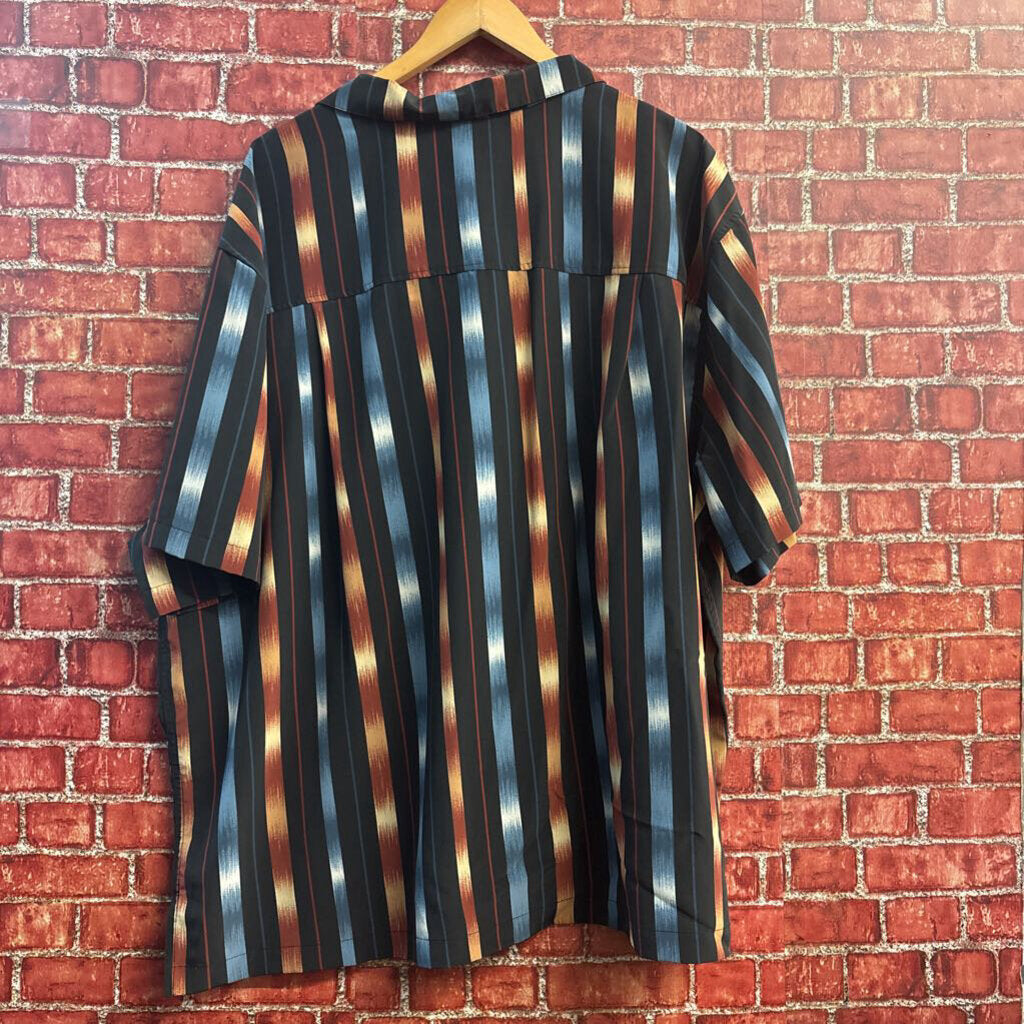 Irvine Park Abstract Striped Button Up Black/Red/Blue Men’s Size 3XL