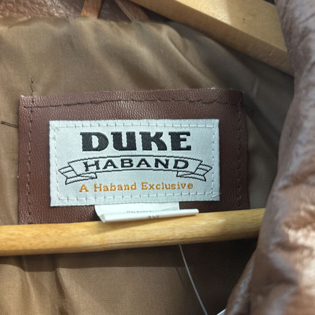 Duke by Haband Faux Leather Bomber Jacket Brown Men’s Size 3XL