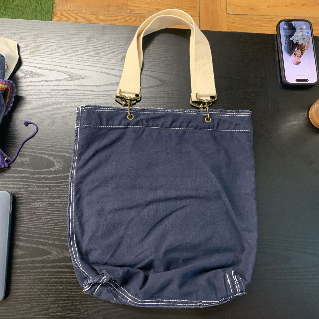DIY Tote Bag Loomed Pocket Navy/White/Red