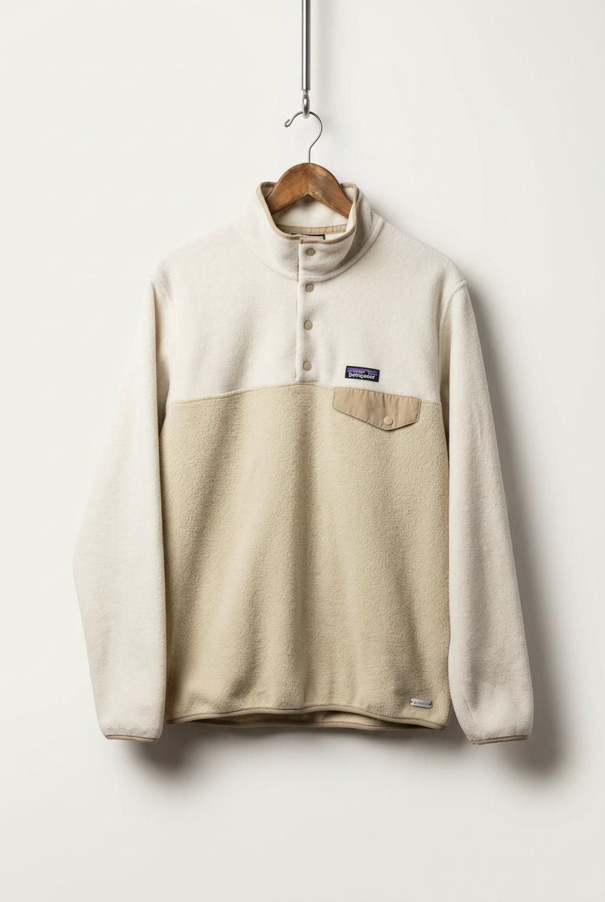 Patagonia Synchilla Fleece Pullover Two Tone White/Beige Ladies Size L