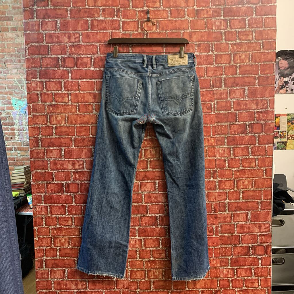 Diversity Repair Lab x Diesel Y2K Jeans Low Rise Sashiko Patches Blue/Red Ladies Size 28