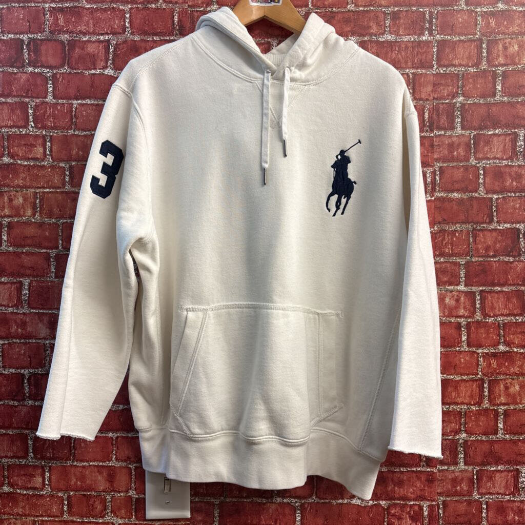 Polo Ralph Lauren Hoodie Crop Sleeve Big Pony White/Navy
