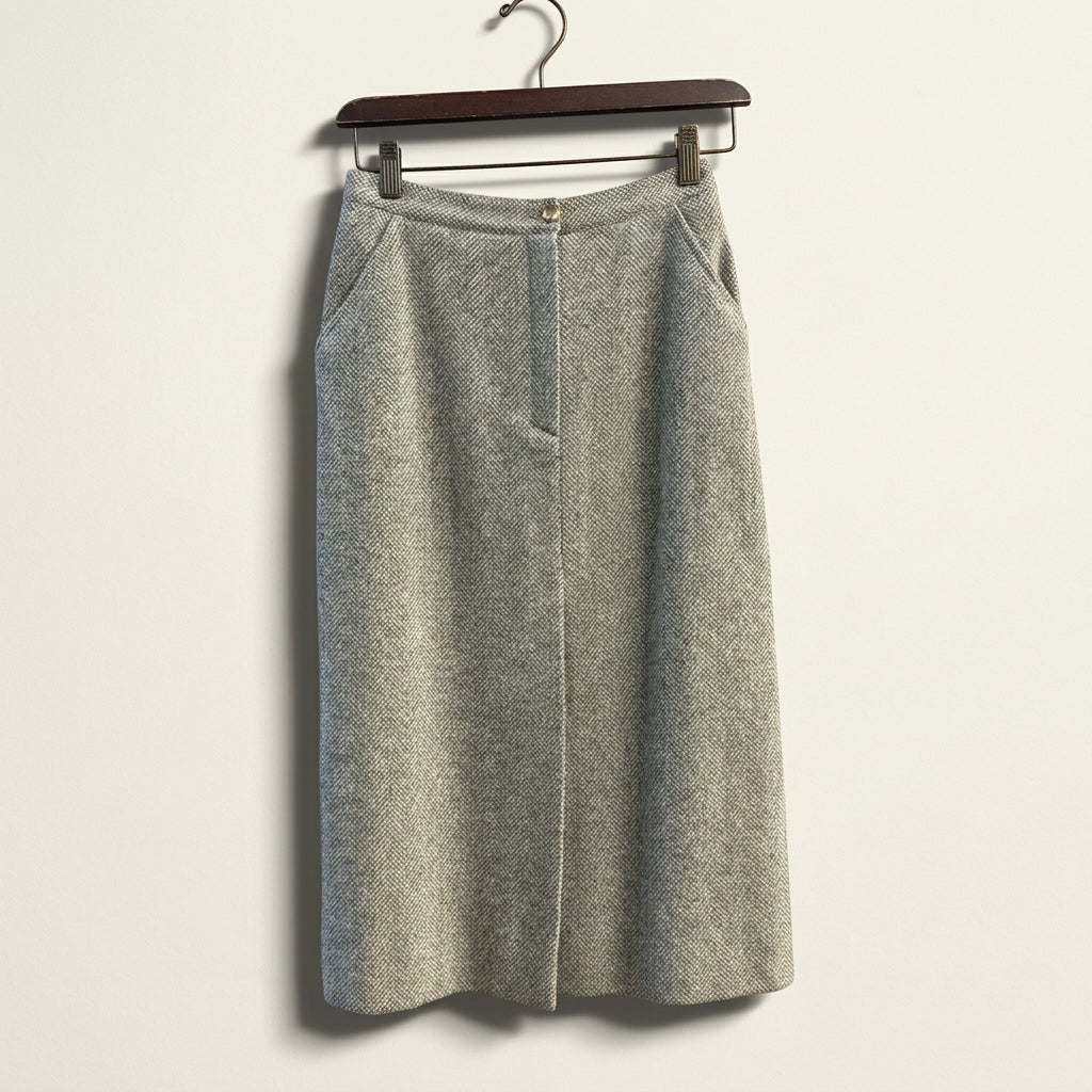 Dejue Vintage Midi Skirt Wool Green Ladies Size XS