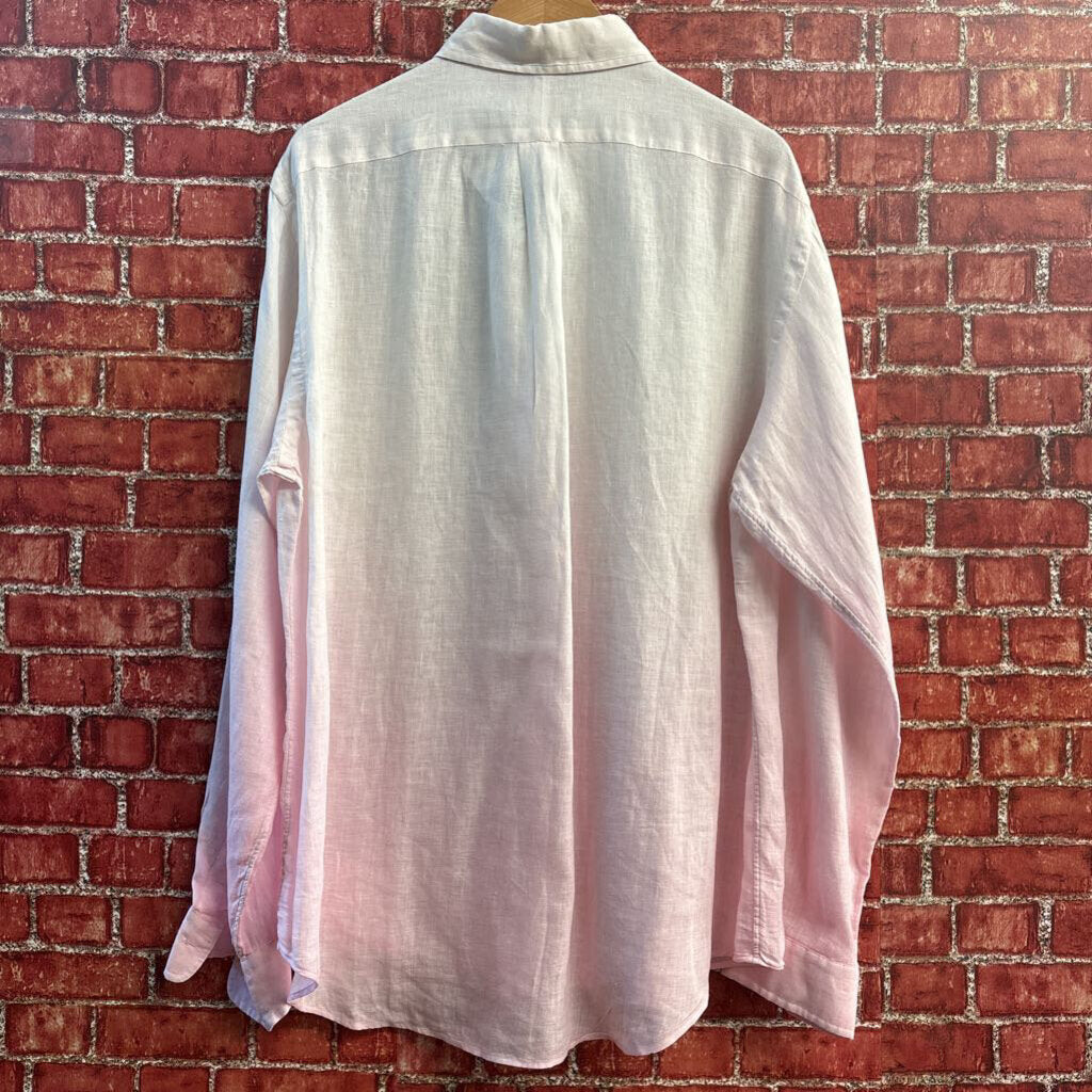 Ralph Lauren Linen Button Down Ombre White/Pink Size L