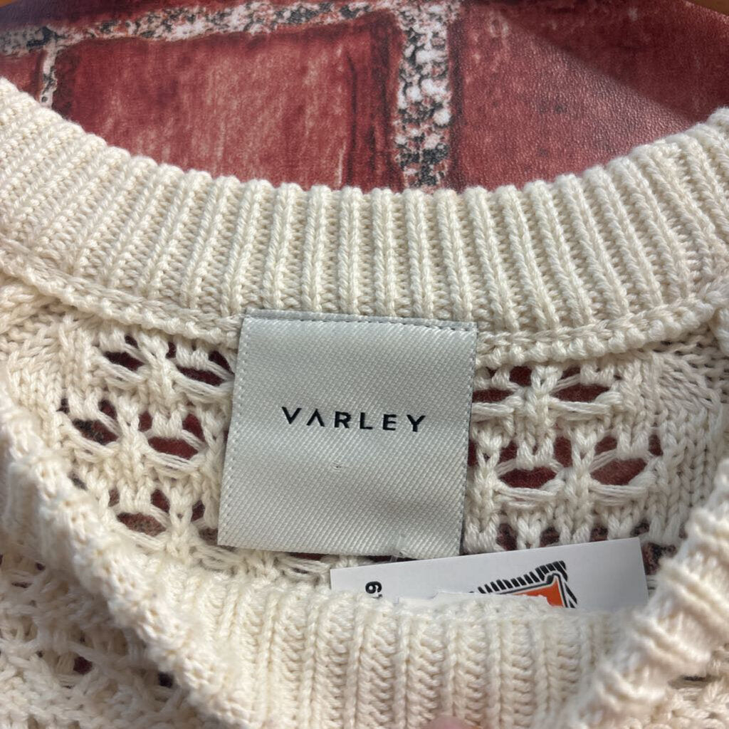 Varley Sweater Short Sleeve Wide Knit Beige Men’s Size M