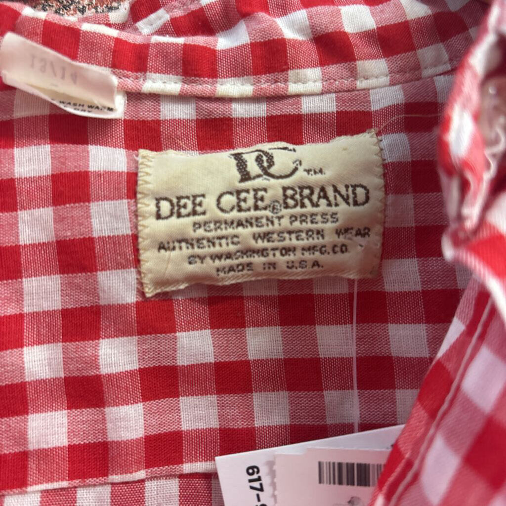 Dee Cee Brand Vintage Snap Up Top Gingham Red/White Ladies Size M