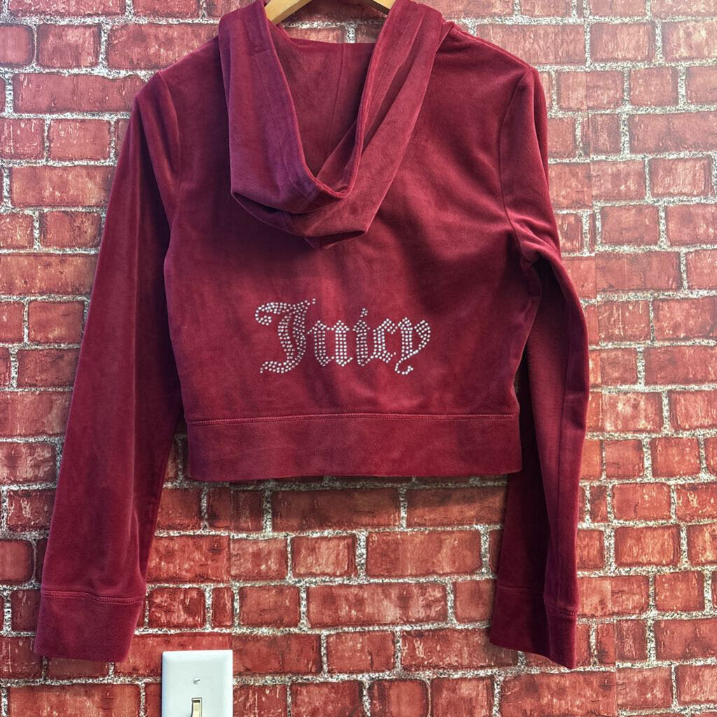 Juicy Couture Zip Hoodie Velour Burgundy Ladies Size M