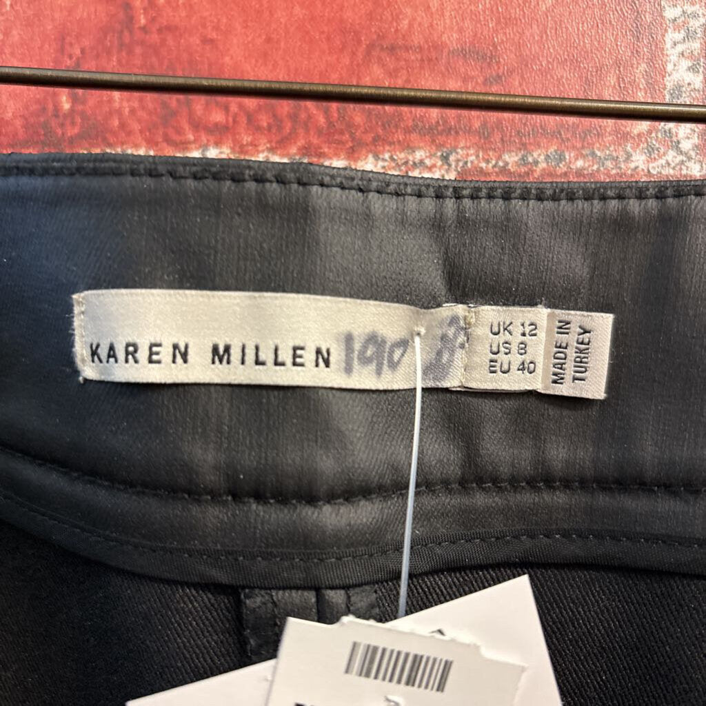 Karen Milleb Mixed Fabric Trousers Black Size 8