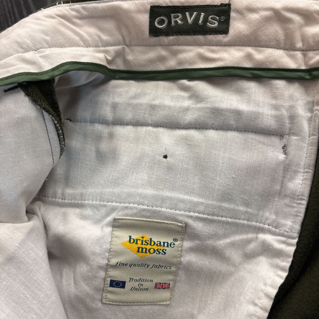 Orvis Tailored Trousers Tan Detail On Pocket Olive/Tan Size 44