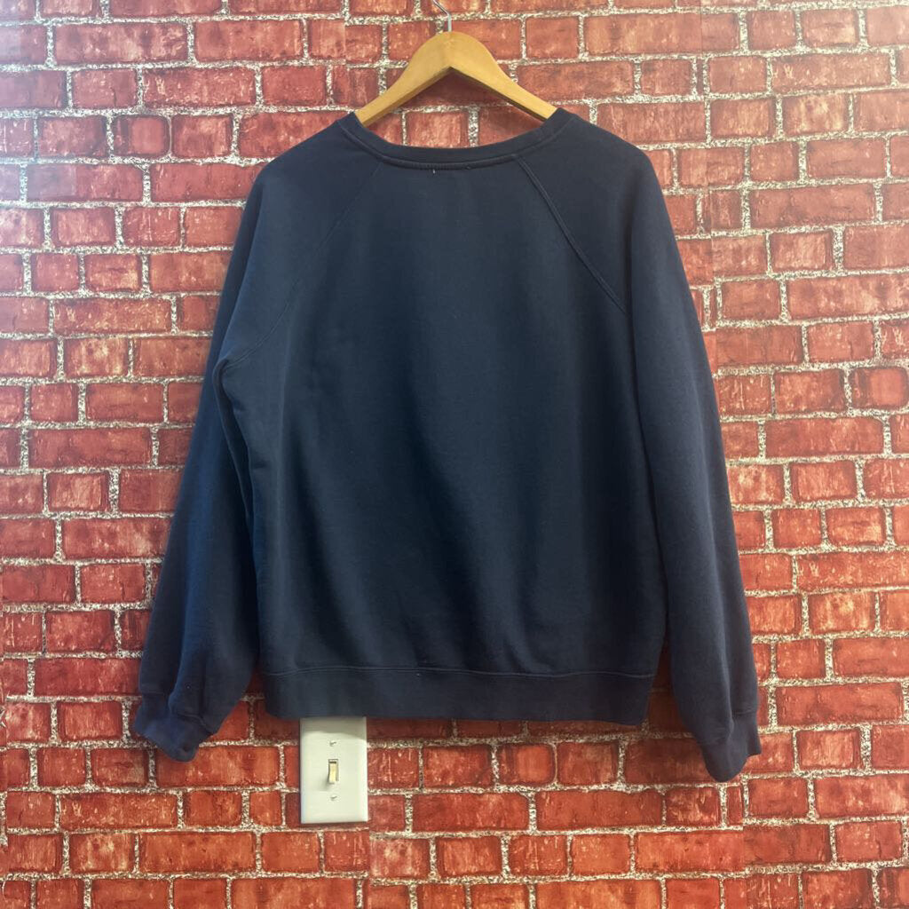 Sezan French Kiss Crewneck Sweatshirt Navy/White Ladies Size XXL