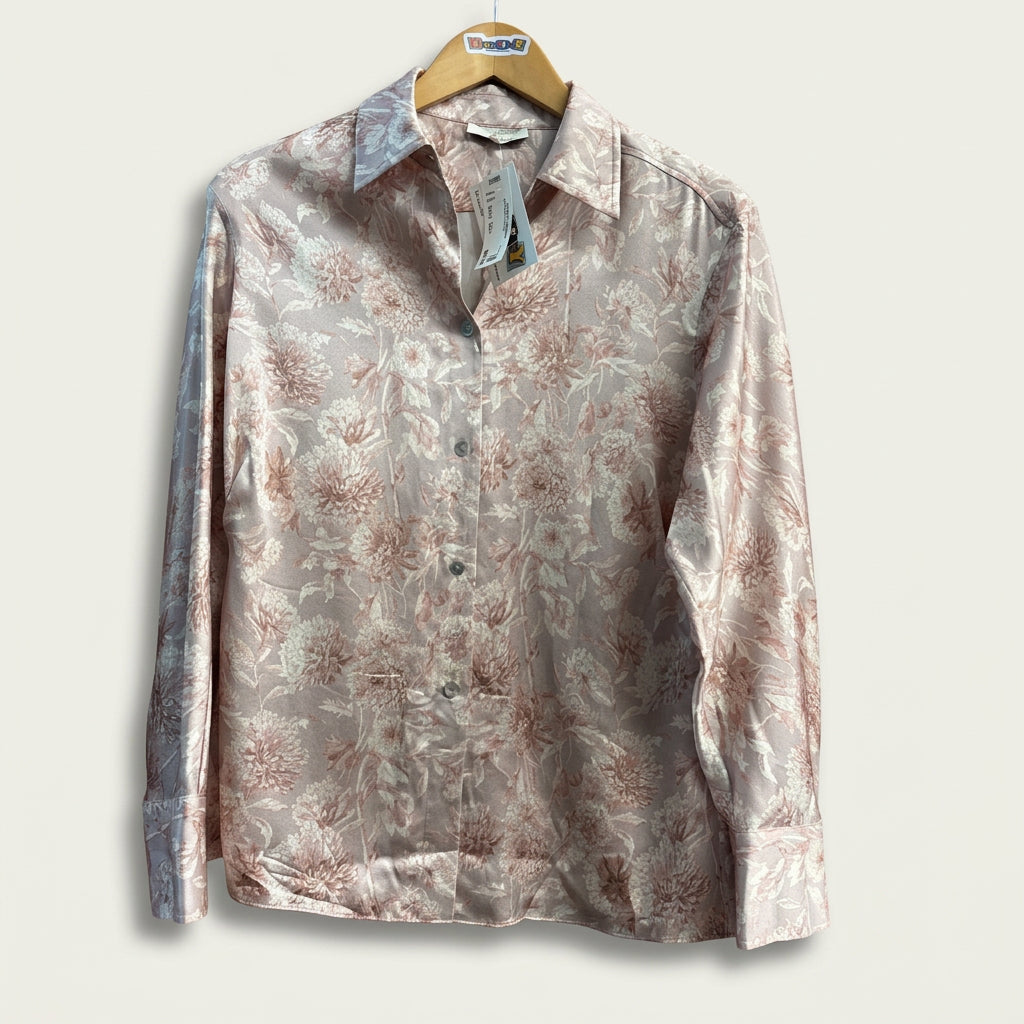 Vince Button Up Floral Pattern Light Pink/Pink Ladies Size S