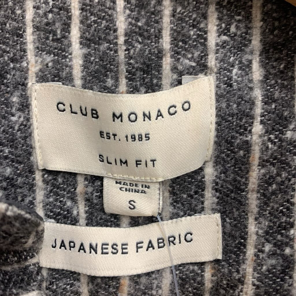 Club Monaco Button Up Stripped Grey/White Men’s Size S