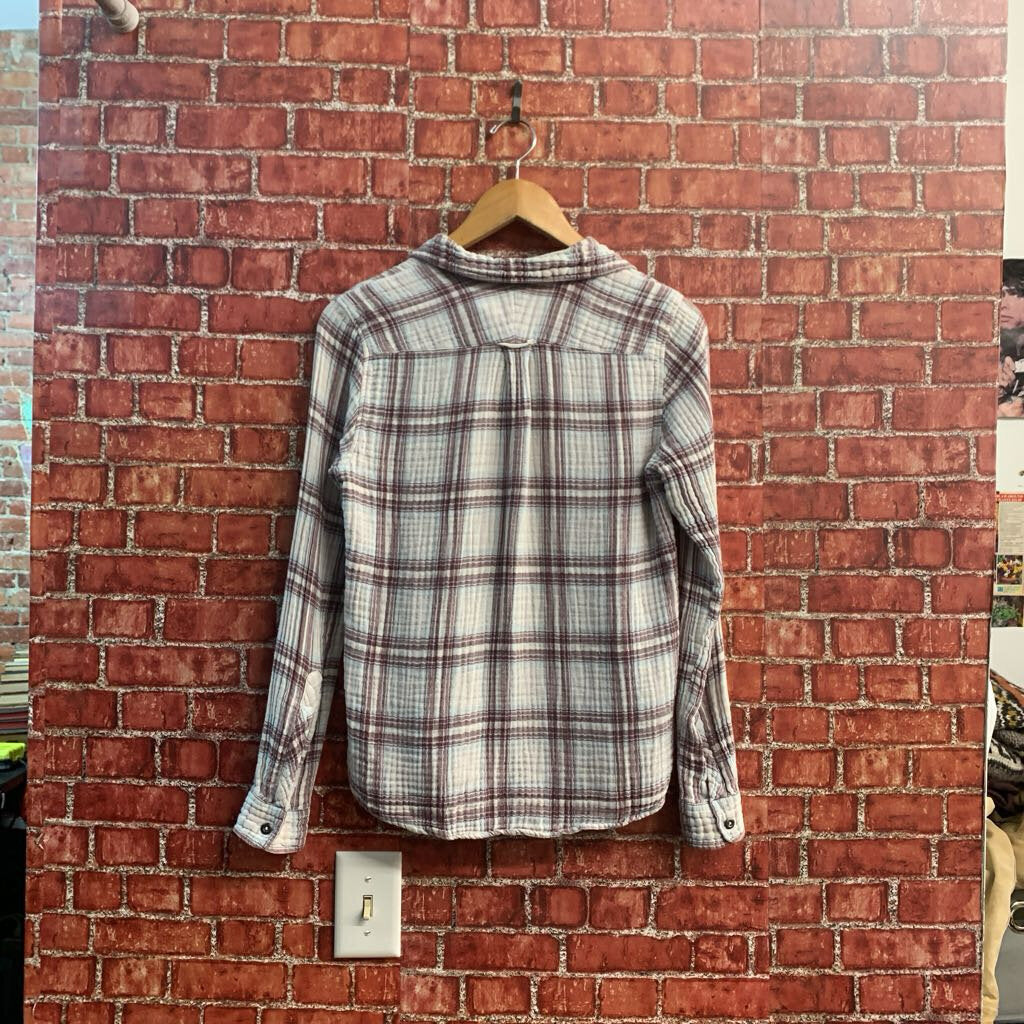 American Colors Button Up Plaid RedWhite Ladies Size S