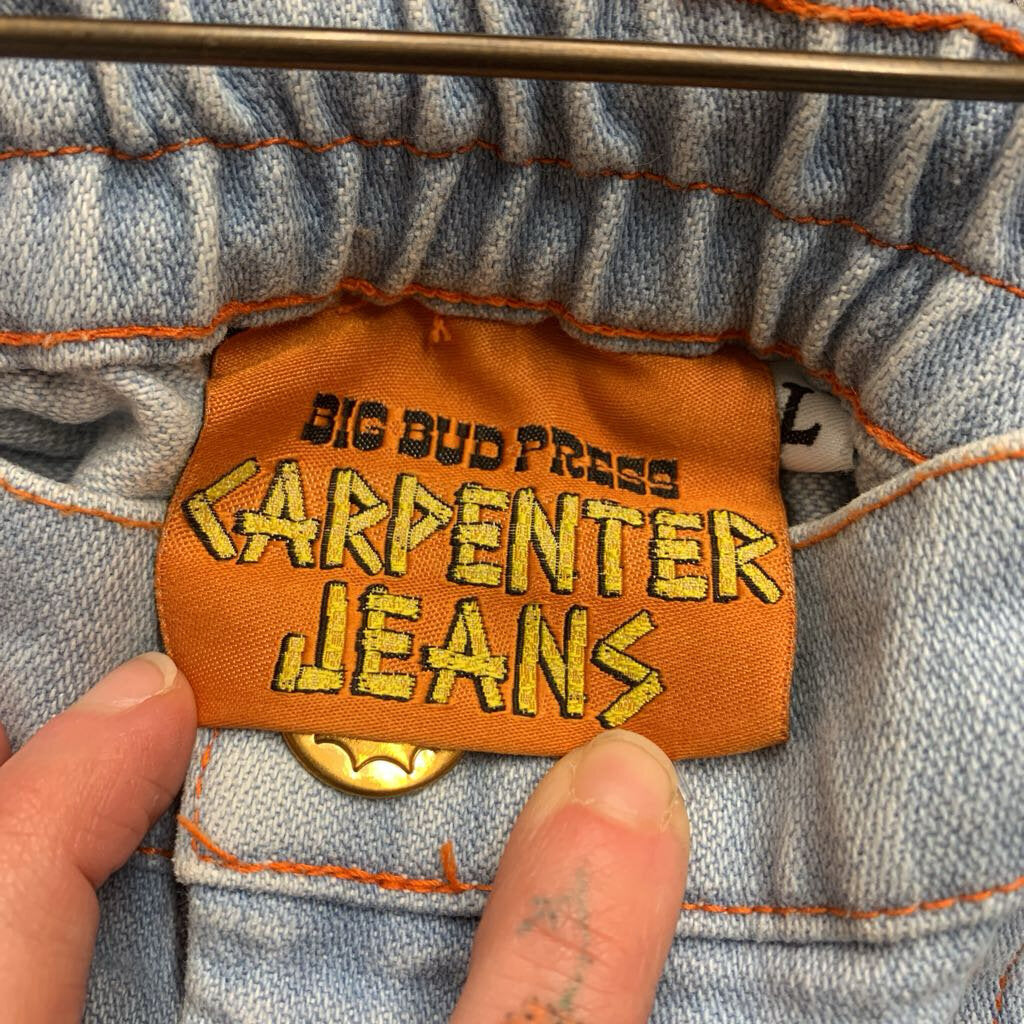 Big Bud Press Jeans Straight Wide Fit Light Blue/Orange Detail Ladies Size L