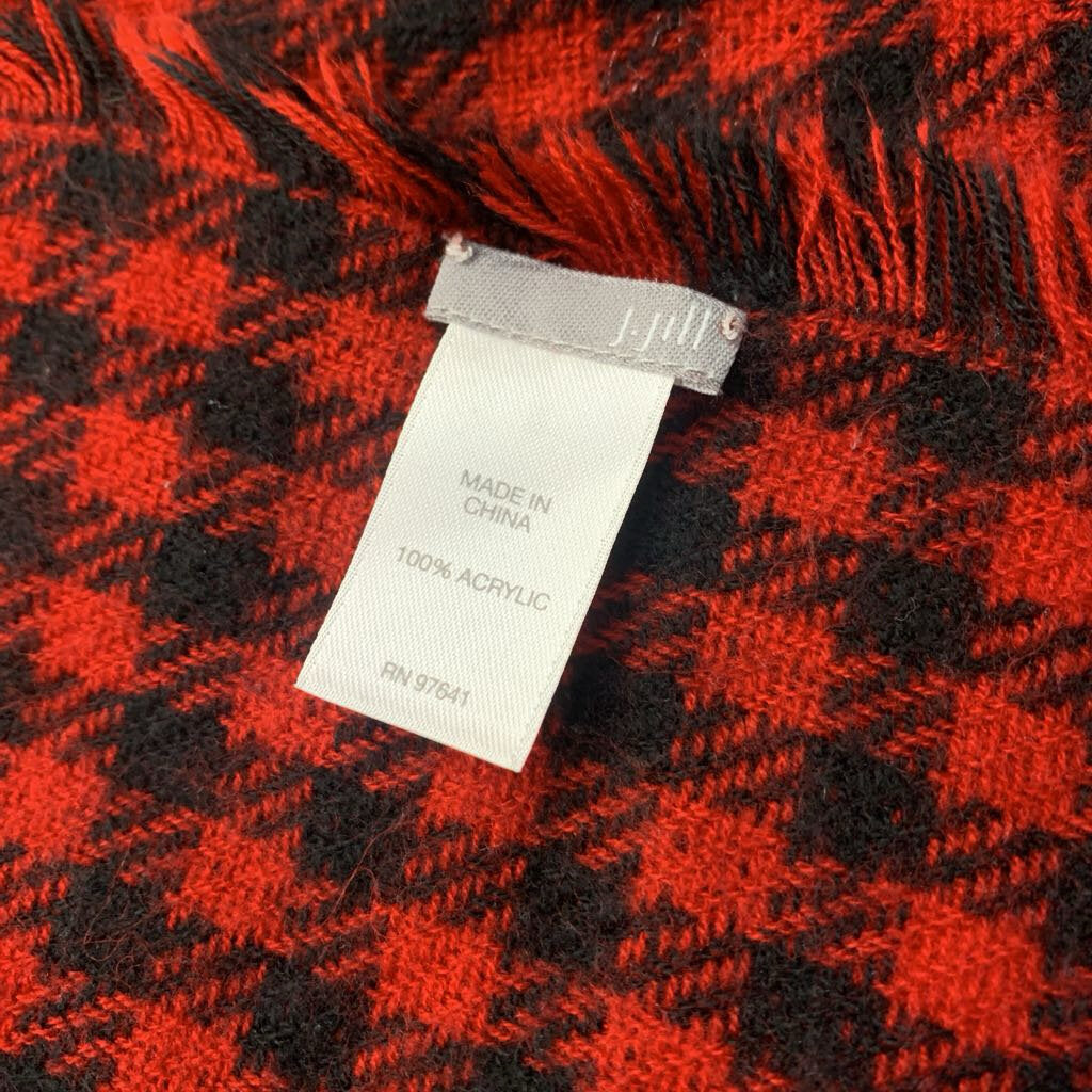 J Jill Checkered Plaid Blanket Scarf Red/Black