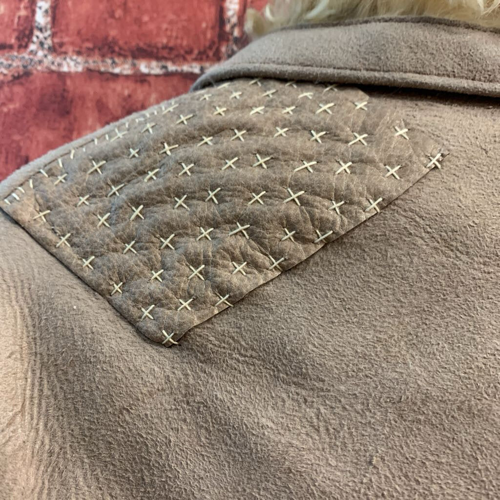 Diversity Repair Lab x Vintage Shearling Coat Curly Hair Sheep Lining Brown/Beige AS-IS Ladies Size M