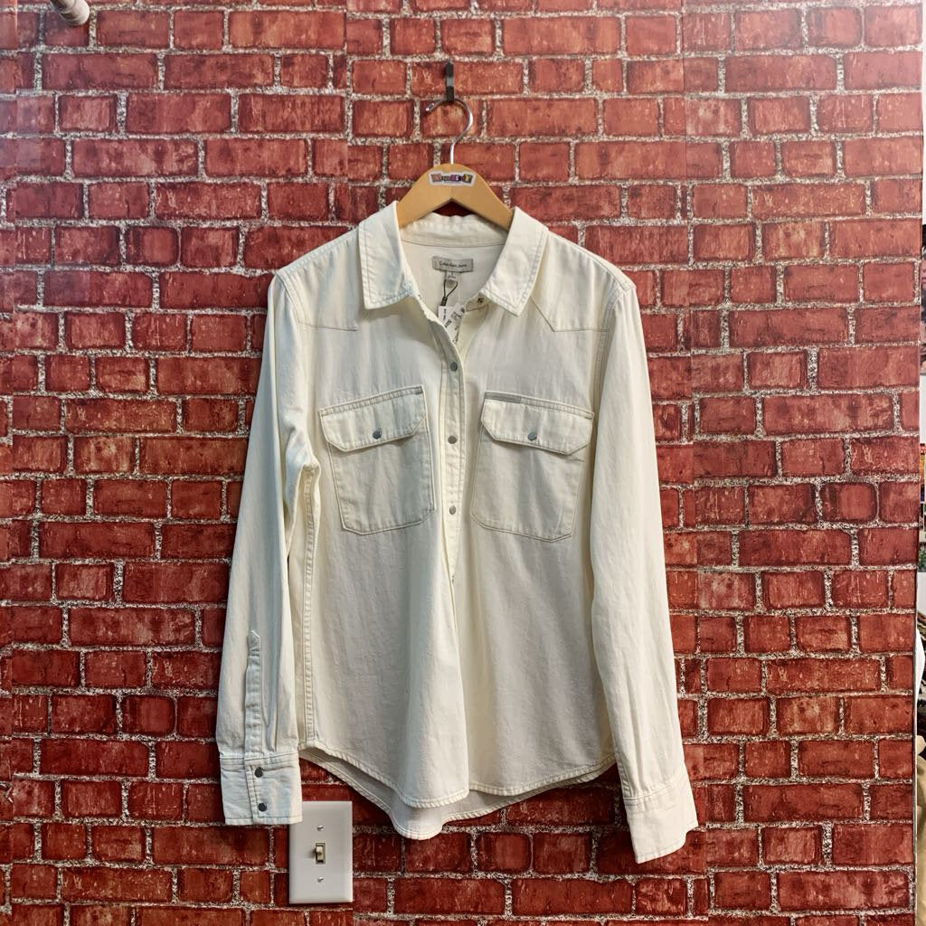 NWT Calvin Klein Jeans Denim Utility Shirt Jacket White Size L