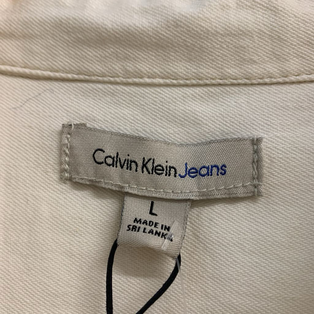 NWT Calvin Klein Jeans Denim Utility Shirt Jacket White Size L