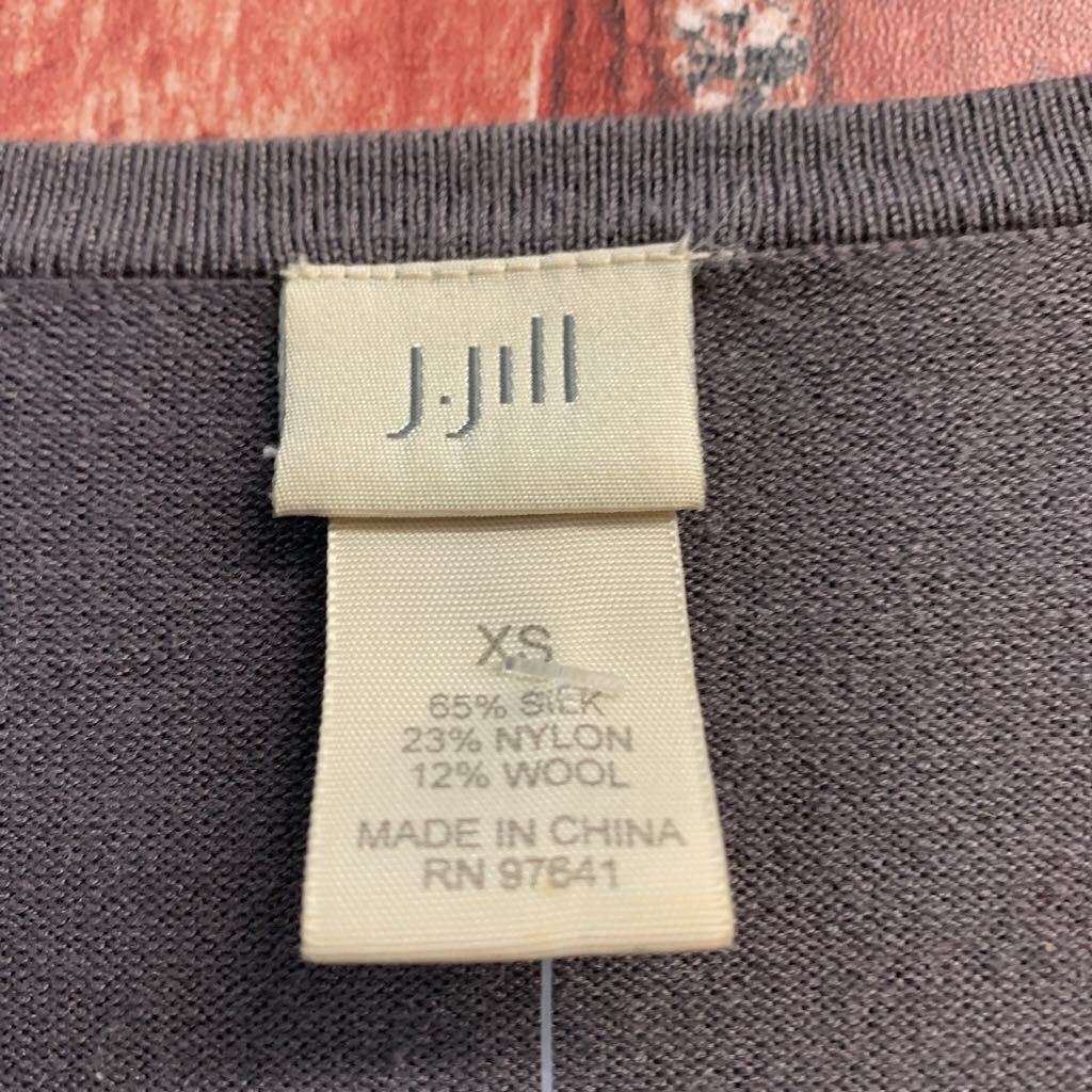 J Jill Long Sleeve Wrap Front Knit Sweater Grey Size XS