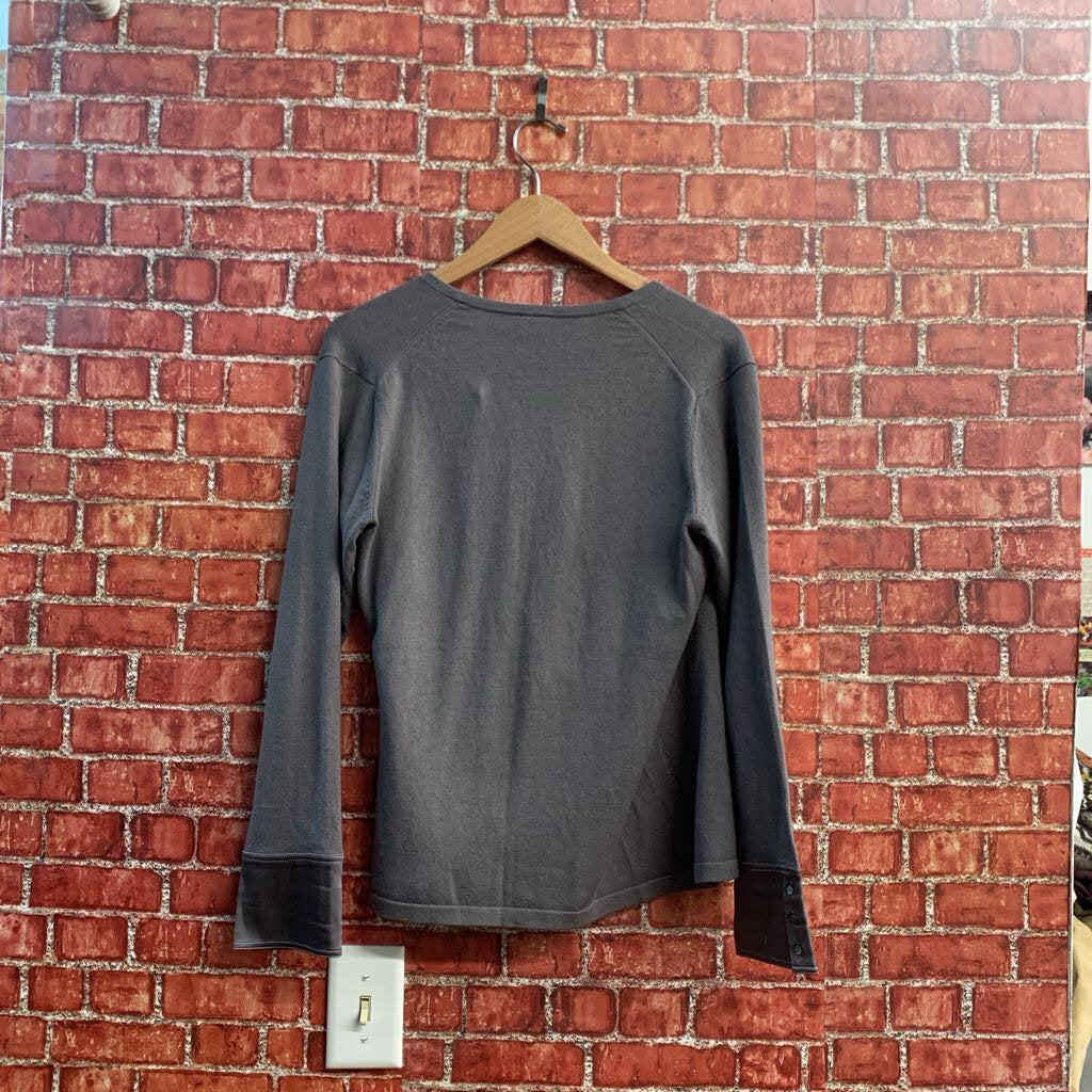 J Jill Long Sleeve Wrap Front Knit Sweater Grey Size XS