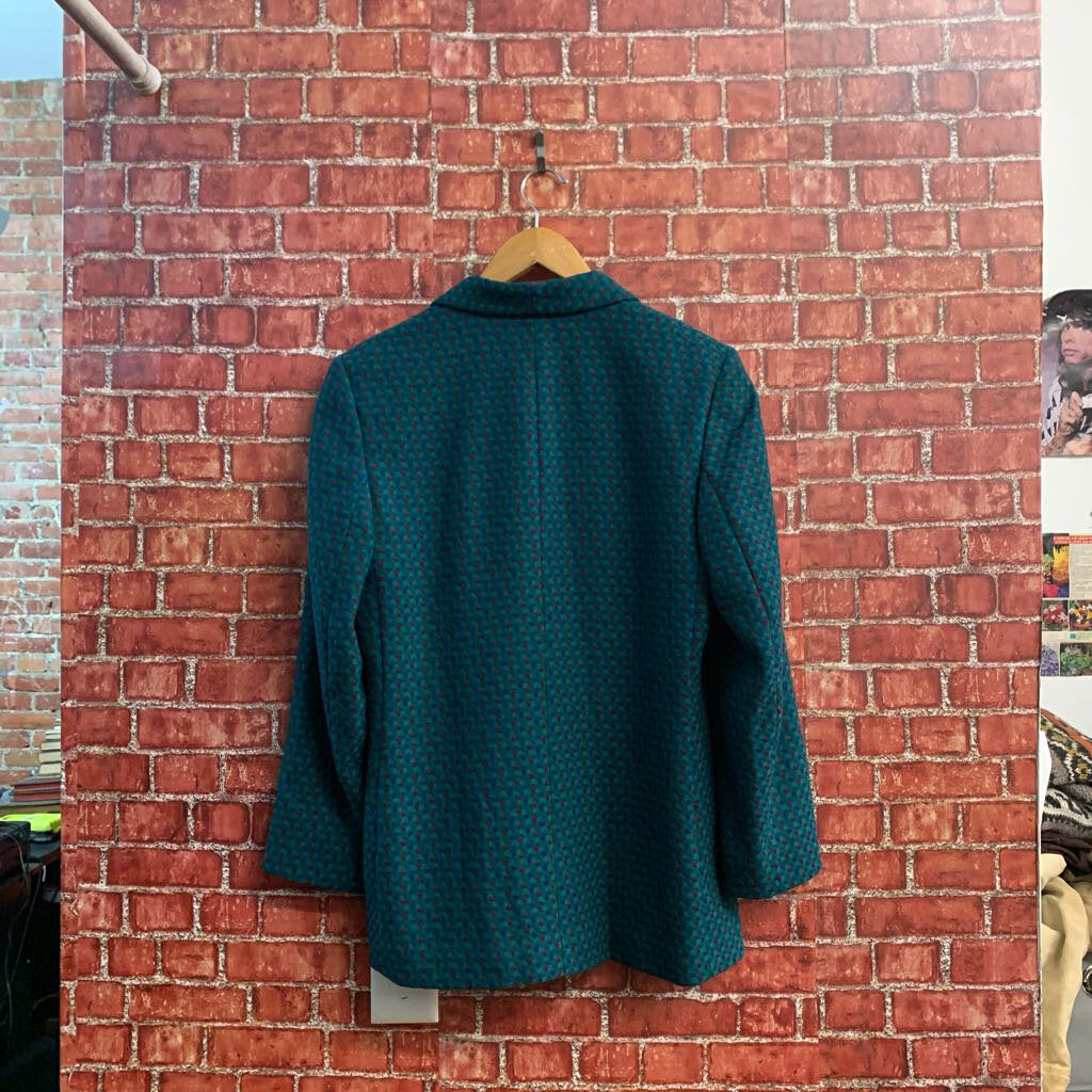 Miss Pendleton Vintage Blazer Wool Woven Teal/Blue/Mauve