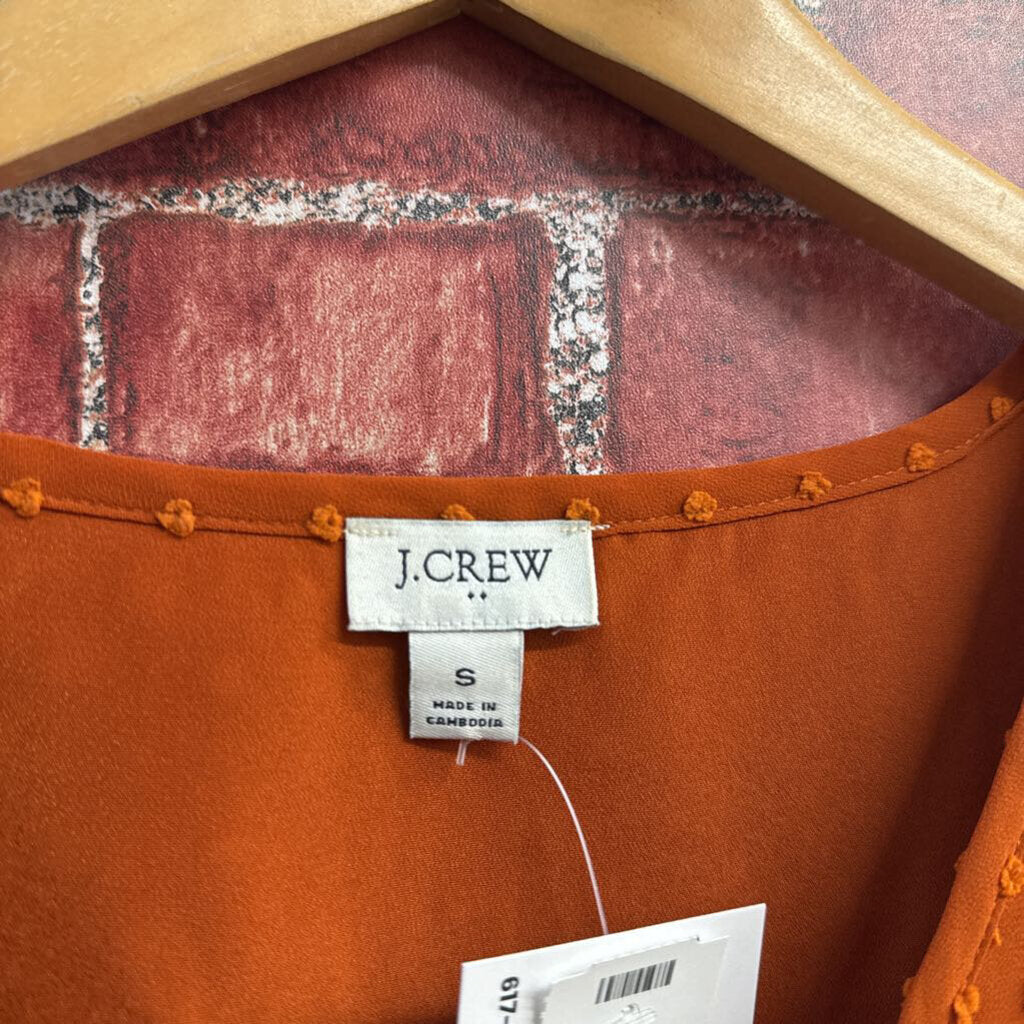 J Crew Blouse V Dots Orange Ladies Size S