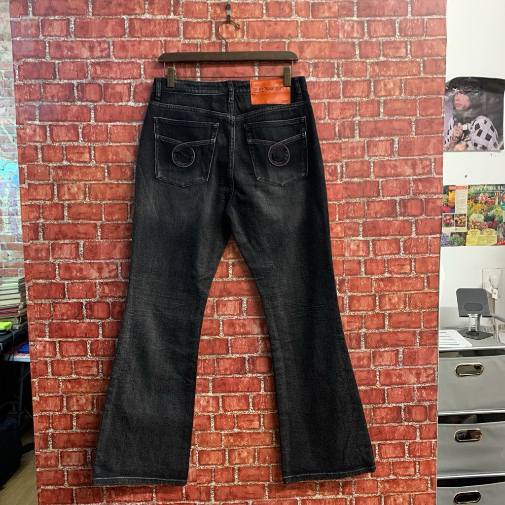 One Teaspoon Black Embroidered Jeans Bootcut Ladies Size 28