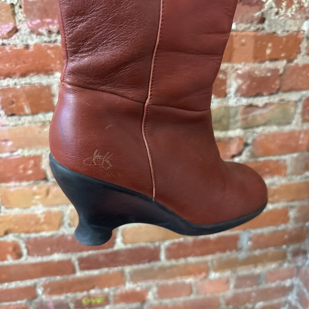 John Fluevog Brown Knee High Wedge Boots Size 7L
