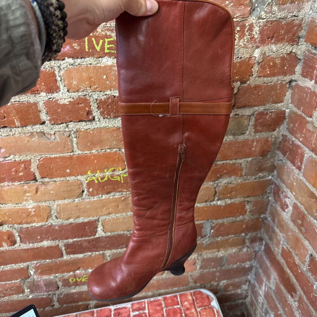 John Fluevog Brown Knee High Wedge Boots Size 7L
