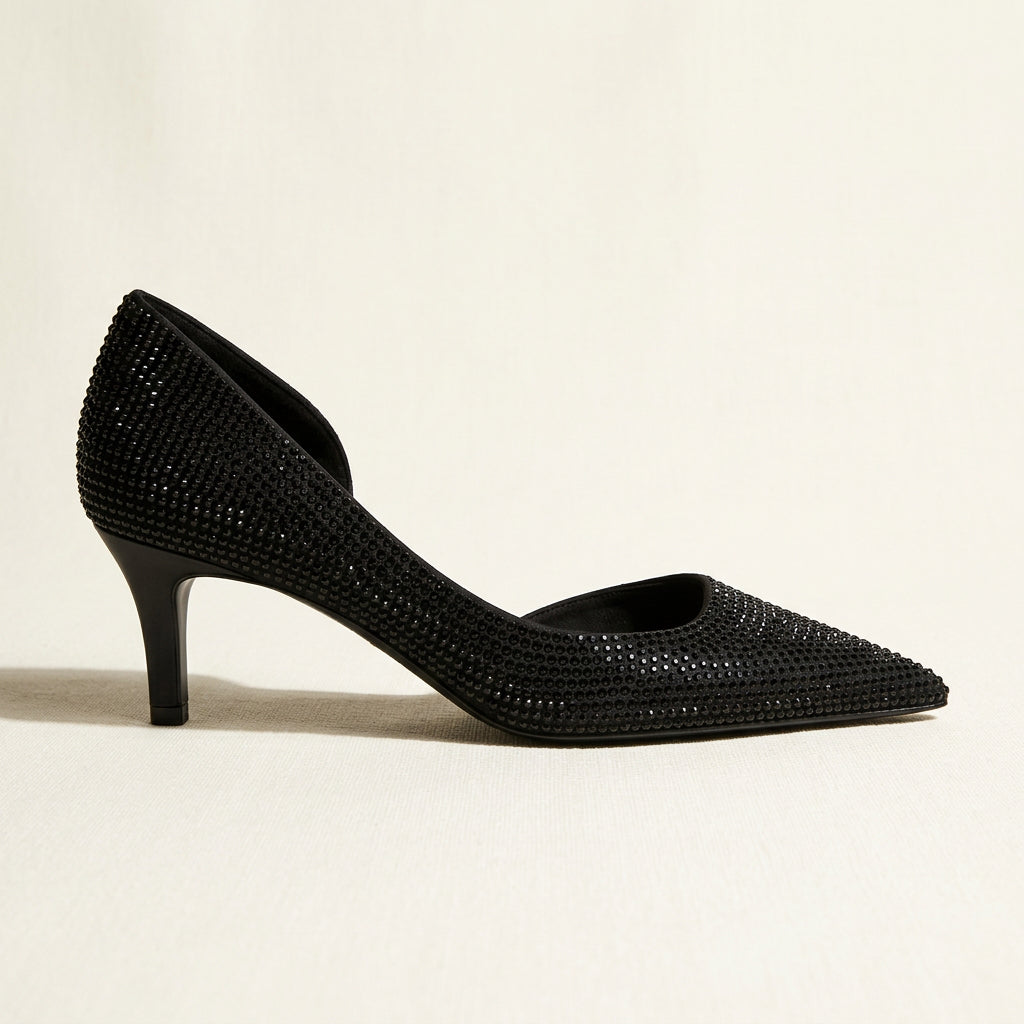 NWT Zara Black Sparkle Heels Size 7.5L
