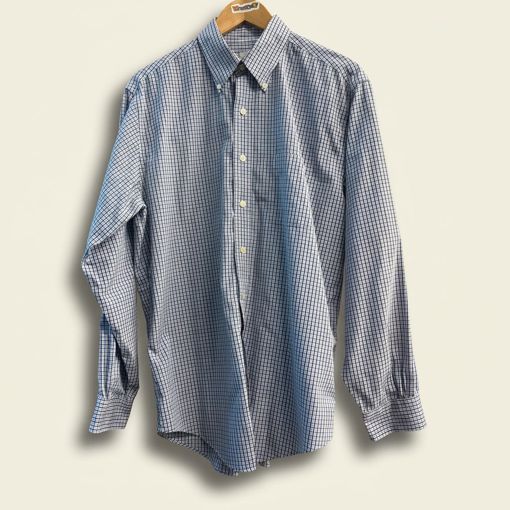 Brooks Brothers Blue Check Pattern Button Down Men’s Size M