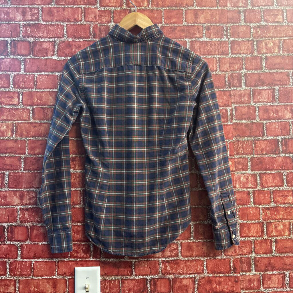 Ralph Lauren Rugby Blue Plaid Button Down Ladies Size 2