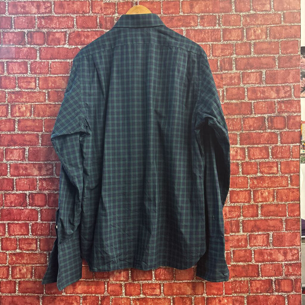 Ralph Lauren Green & Blue Plaid Tuxedo Style Button Down Men’s Size L