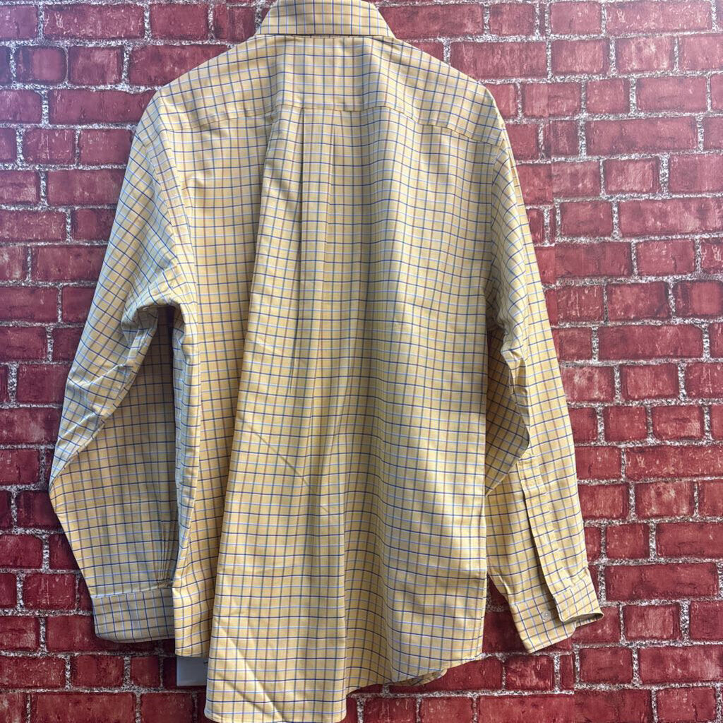 Brooks Brothers Yellow Small Check Pattern Button Down Men’s Size M