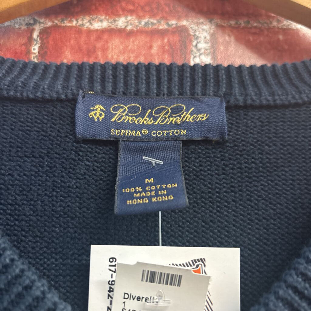 Brooks Brothers Navy Blue V Neck Sweater Size M
