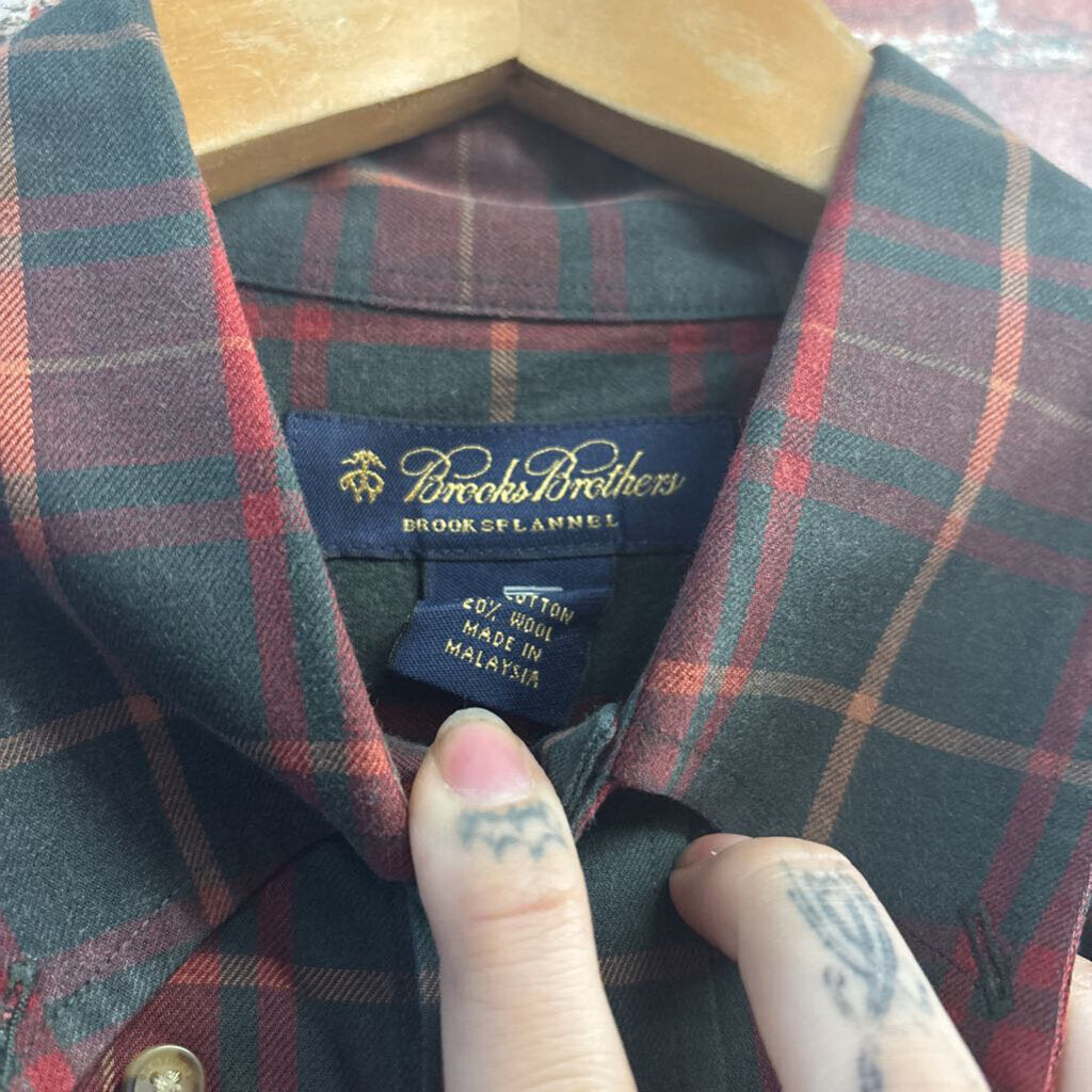 Brooks Brothers Red Plaid Flannel Shirt Men’s Size M