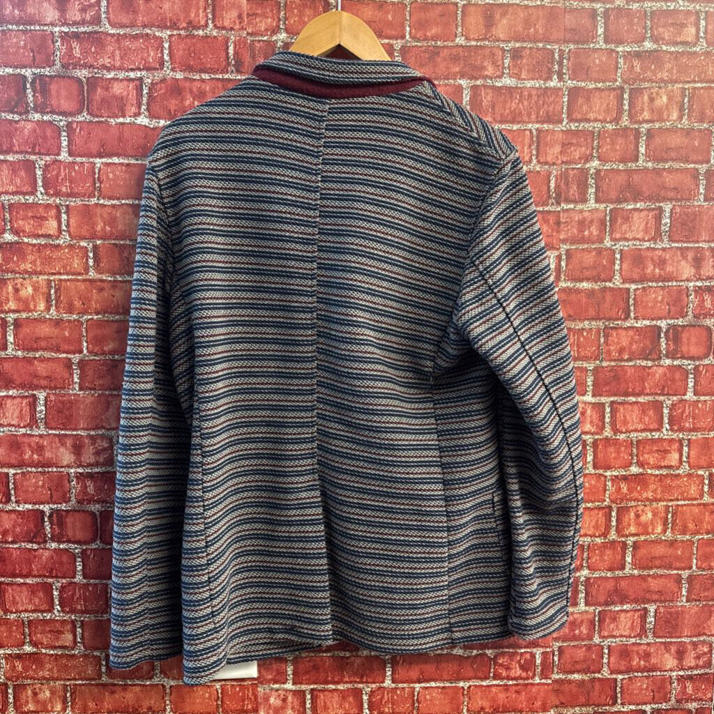Ficko Blazer Jacket Knit Stripes Grey/Navy/Maroon Men’s Size S/M