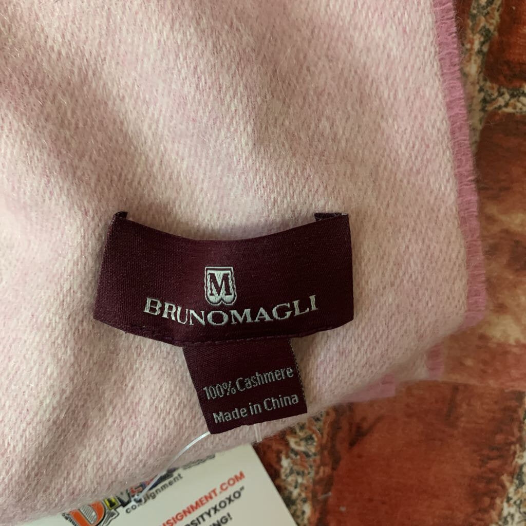 Bruno Magli Cashmere Scarf Tassels Pink