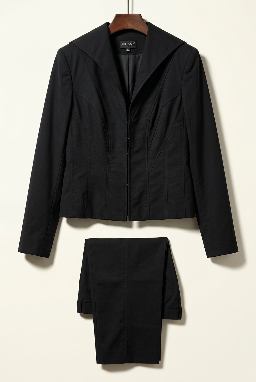 Juliana Collezione Pant and Blazer Set Black Ladies Size 4
